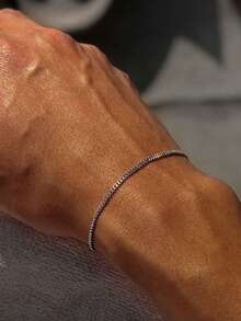 1pc Fashion Hiphop Minimalist Chain Men's Classic Versatile Bracelet, Suitable For Daily Wear - Silver - View 2