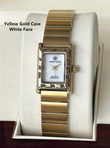 Pablo Raez 1 件奢华梦幻女士手表夏季配饰女士手表复古矩形银饰不褪色原创迷人礼服手表 18K 金不锈钢表带 IPS 方形罗马数字表壳优雅顶级全新 AAA 设计石英复古女士手表