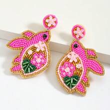 4pcs/Set Handmade Seed Bead Sea Turtle & Flower Dangle Earrings, Suitable For Women's Daily Wear And Summer Beach - Multicolor - View 8