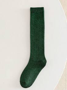 1 双女士过膝袜，多色闪亮金属线，舒适时尚大腿袜，适合春夏日常穿着