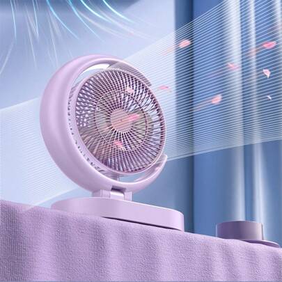 1 件夏季新款轻便 USB 台式风扇带灯，便携式迷你台式风扇，适用于家庭/办公室/汽车，紫色/绿色