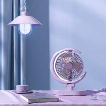1 pieza Nuevo ventilador de escritorio USB ligero de verano con luz, ventilador de mesa portátil mini para hogar/oficina/coche, morado/verde - Multicolor - Ver 4