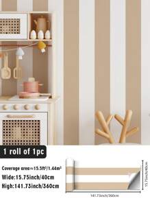 SUPSTICKER 1roll 47.2*15.8inch PVC Wall Paper, Striped Pattern Waterproof Wall Decal For Home Decor,Renovation Stickers Peel Wall Panels,Wall Paper, Wallpapers,Spring Decoration Items Refesh Your Home,Rama Decoration Stickers Gifts Birthday Graduation