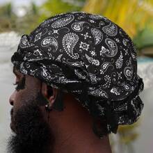 2 Stücke Retro Paisley Muster Quaste Haarband Strickmütze, verdrehte Turban Piratenhut, Haarschwanz Kappe