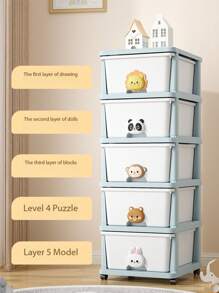 1 Pc Multi-Functional Plastic Storage Cabinet With Drawers, Desktop File Organizer Box, 2-6 Tiers Options, 34cm/13.4" Wide, Multi-Purpose Storage Box For Bedroom & Home, Durable Plastic Drawer Type Storage Cabinet, Toy Organizer