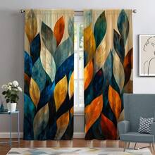 两片装多色树叶印花窗帘，采用3D数码印花技术，适用于客厅、卧室、阳台、书房等场所。轻薄窗帘面料，可用于阳台和书房装饰。 - 彩色 - 查看 3