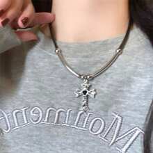 1pc Minimalistische Kruisketting, Straatmode Sieraden, Unisex Choker Ketting, Veelzijdige Sleutelbeenketting