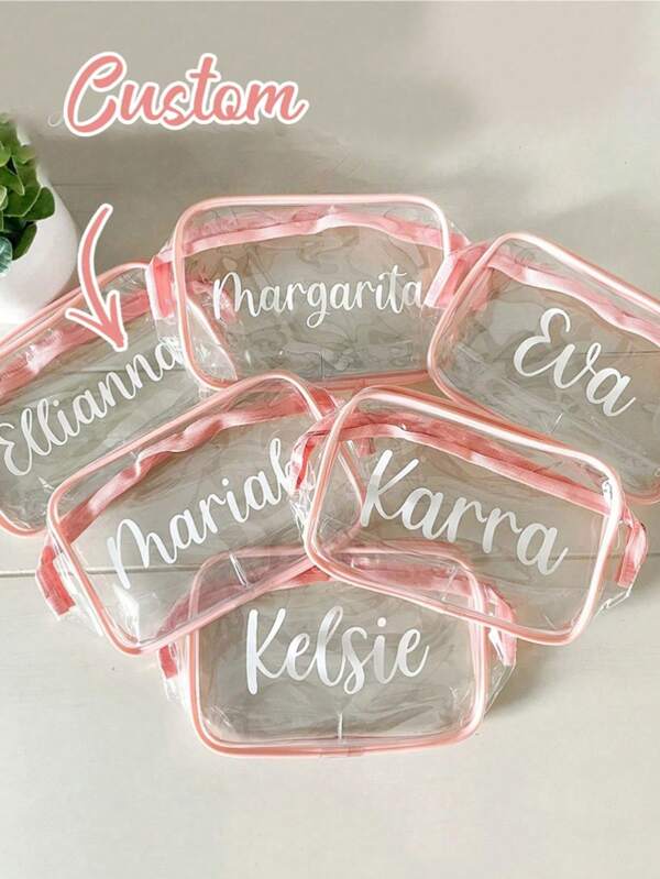 Personalized Makeup Bags, Transparent Toiletry Bag Waterproof Cosmetic Bag ,Portable Waterproof Bag Storage Bag Suitable For Storing Cosmetic Brushes Cosmetic Brush Towel Storage Jewelry Bag Gift Bag , Pvc Waterproof Makeup Brush Storage Transparent Cosmetic Bag