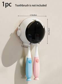 1pc Toothbrush Holder, Wall-Mounted Perforation-Free Bathroom Shelf, Cartoon Toothbrush Holder, Electric Toothbrush Holder, Toothbrush Holder For Family Couples Back To School