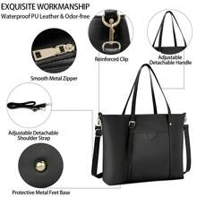 Bolsa Feminina Tote Bag para Laptop de 15,6 Polegadas, Bolsa Tote Grande de Couro, Bolsa de Ombro para Escritório Leve para Trabalho e Compras - Multicolorido - Visão 8