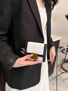 Trifold Pleated Colorblock Compact Wallet Wallet Purse Wallet Mini Wallet Small Wallet - White - View 5