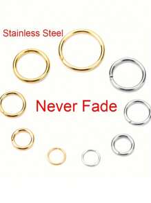 500/50/100pcs 4-10mm Golden Color Stainless Steel Split Rings - Durable Open Jump Rings Connectors For DIY Jewelry Making, Necklace, Bracelet Accessories, And Small Business Supplies - Rust-Resistant, Easy To Use, And Versatile
