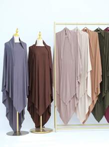 1pc Plain Jersey Oversize Tie Shawl, Convenient Hijab For Women, For Daily Wear With Abaya For Dress - Multicolor - View 2