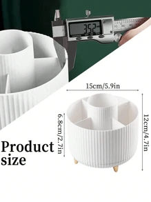1pc Rotating Desktop Storage Box, Multifunctional Makeup Brush Holder, Large Capacity Storage Box, Fashion Design, Suitable For Home Office Dormitory