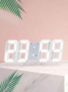 1 pièce Horloge réveil LED 3D numérique avec veilleuse, silencieuse, horloge électronique simple, horloge de bureau, horloge murale à brancher, ornement de bureau d'ordinateur, ambiant, horloge numérique 3D lumineuse, décoration de veilleuse pour chambre à coucher, salle de jeux e-sports