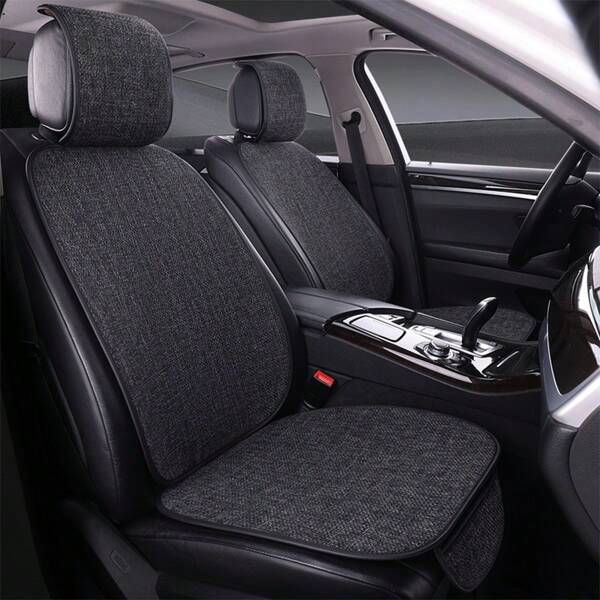 1pc Universal Car Seat Cushion - Breathable Linen Seat Pad For Spring & Summer, Anti-Slip, Elegant Design, Suitable For All Seasons.