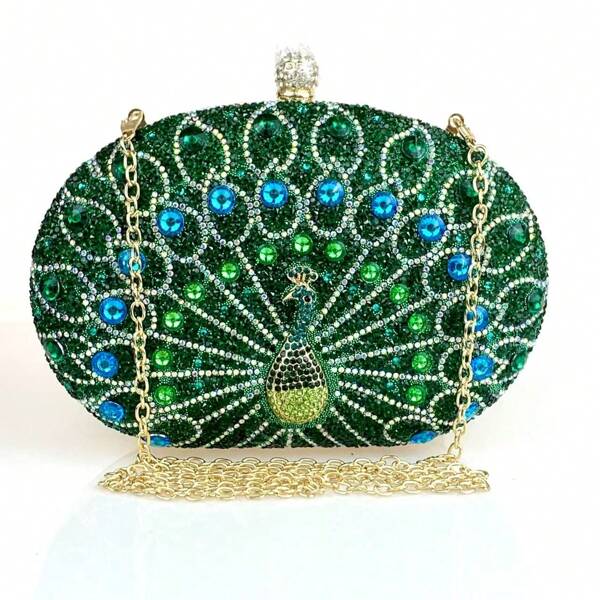 Cintilação Brilhante, Glamourosa Brilhante, Elegante, Exquisita Moda Verde Decorada Com Strass, Bolsa De Noite De Embreagem De Jantar Para Mulheres, Bolsa De Noite Para Festa Menina, Mulher, Para Feminino Perfeita Para Festa, Casamento, Formatura, Jantar/banquete, Melhor Presente Para Mulheres