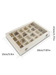 1pc Transparent Covered Jewelry Storage Tray, 24 Velvet Drawers, Jewelry Display Box With Transparent Glass Cover, Lockable, Suitable For Girls And Women To Store Necklaces, Rings, Earrings, And Various Accessories