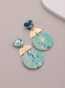 Round Decor Drop Earrings, Simple & Fashionable Women Dangle Earrings - Multicolor - View 2