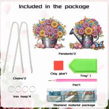 2 Pcs DIY 5D Diamond Art Painting Kits Hanging Sign Floral Garden Themed Diamond Art Window Hanging Ornament Kits Window Pendants Home Garden Wall Door Hanging Diamond Art Kits