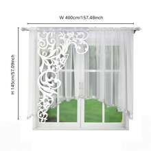 優質特麗綸薄紗窗簾套裝，2片，觸感柔軟，精美鏤空圖案設計，兒童房設計首選，400*145cm - 白色 - 查看 3