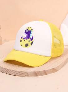1st Cartoon Dinosaur Applicatie Baseball Cap voor Kinderen, Leuke Zonbescherming Vrachtwagenchauffeurshoed, Geschikt Voor Lente/Zomeruitje, Cadeau Voor Kinderdag