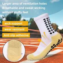 1/2/4/6/10 Pairs Men's Cushioned Compression Mid-Calf Soccer Socks, Anti-Slip For Training & Matches