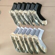 1/2/4/6/10 Pairs Men's Cushioned Compression Mid-Calf Soccer Socks, Anti-Slip For Training & Matches