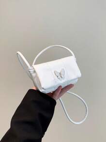 1pc Mini Crossbody Bag, Small Square Bag, Leather Butterfly And Square Crossbody Bag, Lipstick Bag, Suitable For Teenagers, Outing, Travel, Daily Matching, Suitable For Shopping And Daily Use. - Multicolor - View 6