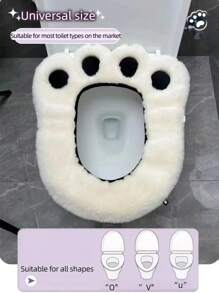 1pc Cartoon Style Toilet Seat Cushion, Soft Plush Full Coverage Toilet Seat Cover, Applicable For Various Toilet Types, Suitable For All Seasons