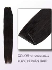 PU夹式接发，真人发，雷米发，1B自然黑直发，隐形PU夹式接发，真人发接发 - 彩色 - 查看 15