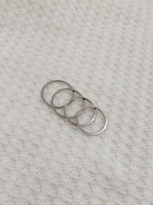Nooxian 4pcs Minimalist Stainless Steel Plain Band Knuckle Rings Set For Women - Silver - View 3