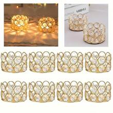 1/4/8/10/12/24 piezas Portavelas decorativos de cristal dorados/plateados de 1.6 pulgadas de altura, aptos para ceremonia de boda, centro de mesa para comedor, Navidad, regalos de Año Nuevo