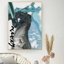 1 pièce Affiche murale sans cadre, affiche de film vintage japonais animé pop, peinture murale décorative, autocollant pour la décoration de la salle d'étude, petit format