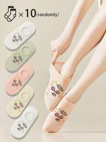 1/3/5/10 par niewidocznych skarpetek damskich, krótkie skarpetki, białe skarpetki, skarpetki damskie, śliczne skarpetki, skarpetki dziewczęce, czarne skarpetki, detale z kreskówek, oddychająca konstrukcja z otworami prowadzącymi, odprowadzanie wilgoci, miękkie i gładkie, odpowiednie na różne święta, sport, wypoczynek, biznes i inne codzienne ubrania, można nosić przez cały rok, kombinacje kolorów są losowe.