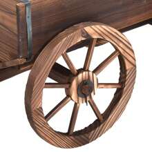Lifezeal Wood Wagon Flower Planter Pot Stand W/Wheels Home Garden Outdoor Decor