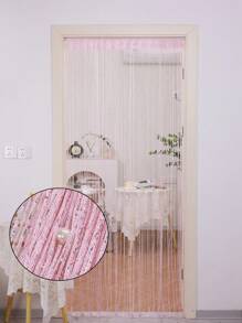 1 件银线串珠窗帘，客厅或卧室隔断装饰门帘，无需钻孔 - 粉色 - 查看 5