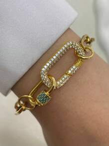 STYLEVER 1pc Gold Round Spring Clasp Bracelet Chain Bracelet,Gold Chain Bracelet,Screw Clasp Bracelet,Colorful Bracelet,Carabiner Chain