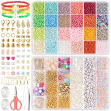 1000 件/7857 件粘土珠手链项链首饰套装，带字母吊坠，波西米亚镂空细节，奇幻主题，彩色糖果珠，适用于友谊手链和手工礼物，无需电力的手动组装套件 - 多色軟陶 - 查看 10