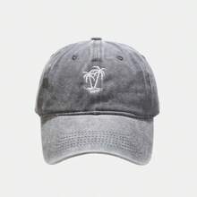 1pc Embroidered Coconut Tree Washed Baseball Cap, Adjustable Outdoor Sun Protection Casual Hat For Spring/Autumn Travel Beach Vacation Women, Y2K Style