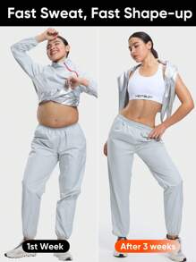 HOTSUIT Women's Long Zipper Design Sauna Suit, Suitable For Fitness And Training, Valentine's Day Gift - White - View 5
