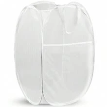 Collapsible Mesh Pop Up Hamper With Wide Opening And Side Pocket – Breathable, Sturdy, Foldable, And Space-Saving Design For Clothes And Storage.