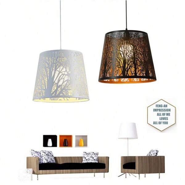 Accessori per paralume di lampada in metallo tagliato al laser con motivo forestale, per lampade a sospensione e da tavolo