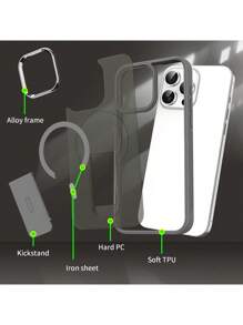 Funda para teléfono con marco de metal a prueba de golpes, acabado mate, soporte plegable y cubierta trasera magnética dura compatible con iPhone 11 12 13 14 15 Pro Max Plus