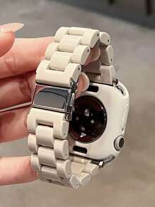 1 Set Compatible Case And Band Kit, Unisex Starlight Casual TPU Hollow Smart Watch Case + Starlight Resin Band, Lightweight Solid Color Band, Compatible With 38/40/41/42/44/45/49mm , Compatible With Apple Watch Ultra/SE/9/8/7/6/5/4/3/2/1 Series, Smart Watch Accessories, Neutral Minimalist Style - Starlight Color - View 9