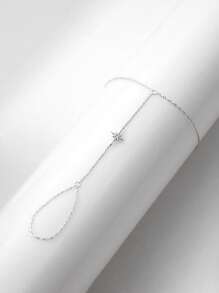 1pc 925 Sterling Silver Octagonal Star Diamond Ring Bracelet, Sterling Silver Bracelet Hypoallergenic, Suitable For Women Daily/Party/Dating Wear - Eight-pointed Star Bracelet - View 2