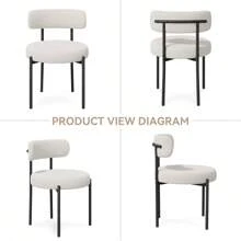 Nalupatio Dining Chairs Set Of 2 Teddy Fabric Round Boucle Chairs.Mid-Century Upholstered Kitchen Chairs Dining Chairs With Metal Legs - White - View 5