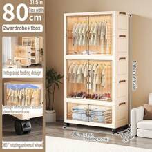 Organizador de armario con 5/4/3/2/1 niveles, organizador de almacenamiento para el armario, estantería para zapatos, organizador de maquillaje, organizador de ropa, gabinete de almacenamiento, cómoda para dormitorio y cajones - Doblar transparente - Ver 8