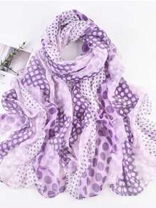 1pc Casual Polka Dot Printed Scarf, Shawl - Multicolor - View 5