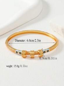 1 件迪拜风格金色邪眼铜质袖口手链，带蓝色吊坠设计，女款